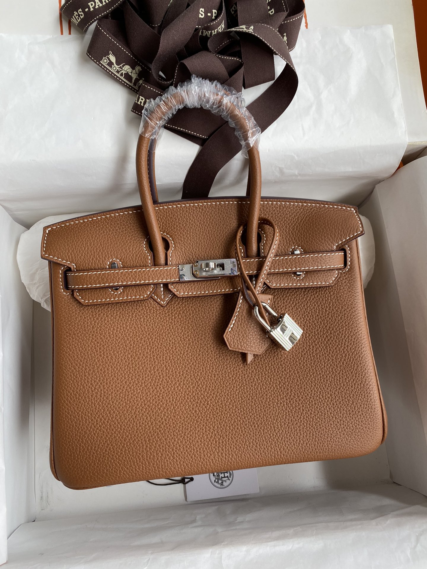 Hermes Birkin 25CM Togo Leather Handbag Brown